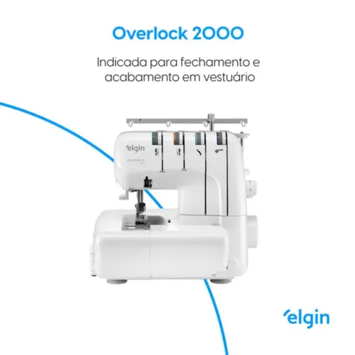 Máquina de Costura Elgin Portátil Overlock V2000 220V Branca