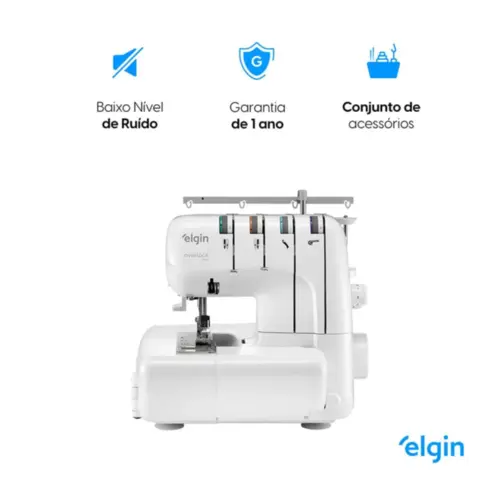 Máquina de Costura Elgin Portátil Overlock V2000 220V Branca