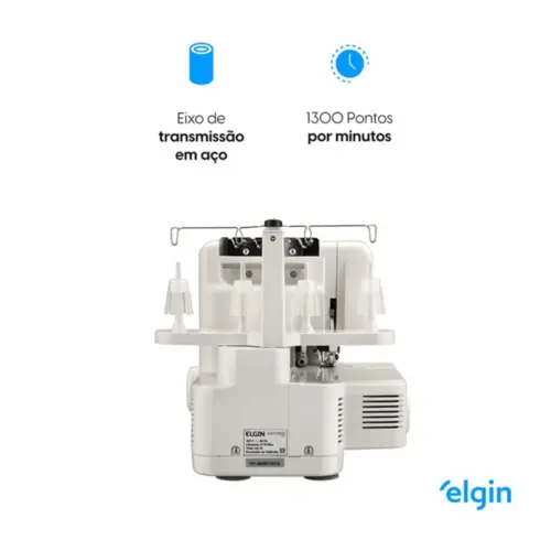Máquina de Costura Elgin Portátil Overlock V2000 220V Branca