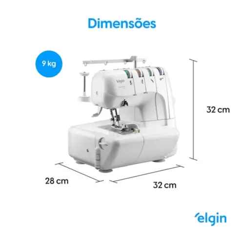 Máquina de Costura Elgin Portátil Overlock V2000 220V Branca