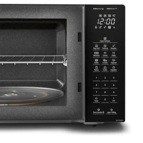 Micro-Ondas Panasonic 34L Espelhado Desodorizador Preto Fosco 220V