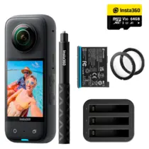 Kit Câmera de ação Insta360 X3 Creator C/ Bateria Extra, Bastão Retrátil, MicroSD 64GB