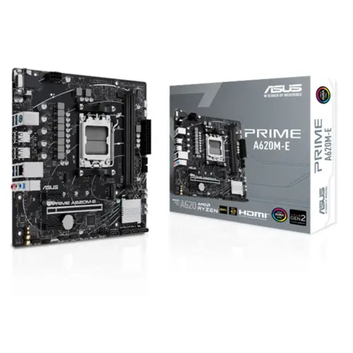 Placa Mãe Asus Prime Para AMD AM5 A620M-E 2xDDR5 mATX - 90MB1F50-M0EAY0