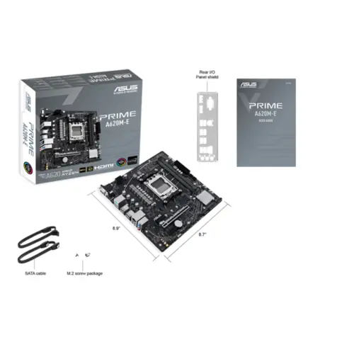 Placa Mãe Asus Prime Para AMD AM5 A620M-E 2xDDR5 mATX - 90MB1F50-M0EAY0