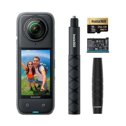 Kit de Câmera de Ação Insta360 X4 8K Adventure Bateria Extra, Proteção de Lente, Case, Bastão Retrátil