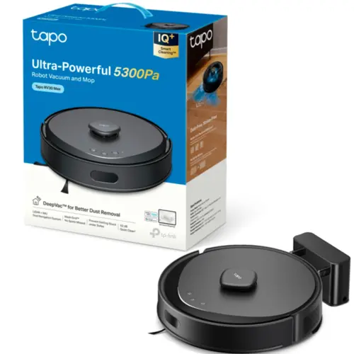 Robô Aspirador TP-Link TAPO RV30 Max Aspirador Smart com Mapeamento 3D, Hiper Sucção 5300Pa e Comando de Voz (Alexa)