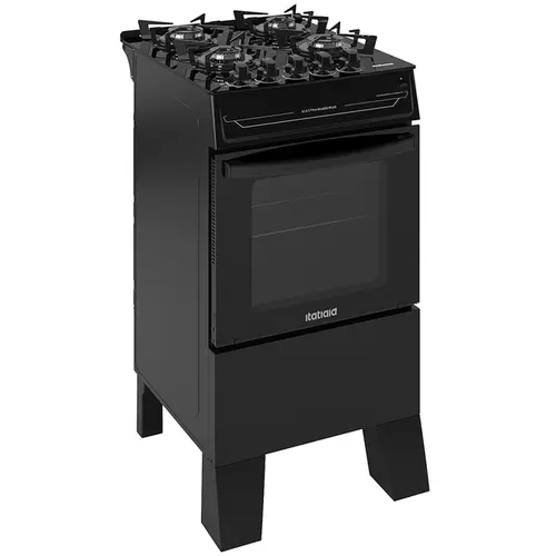 Fogão 4 Bocas Itatiaia Vidro Temperado Electra Glass Plus Preto Bivolt - 3700000484