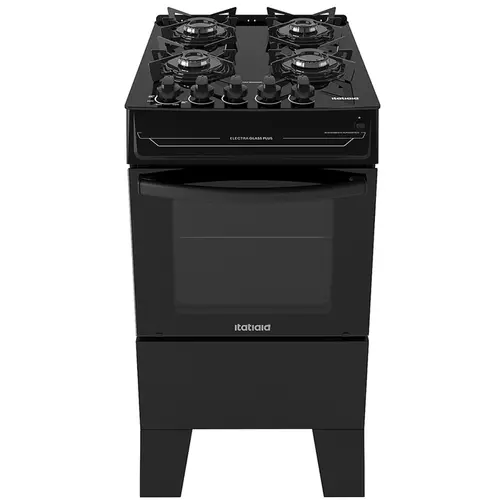 Fogão 4 Bocas Itatiaia Vidro Temperado Electra Glass Plus Preto Bivolt - 3700000484