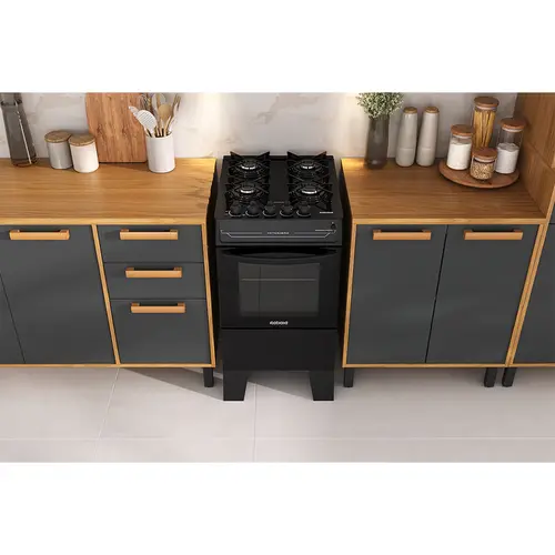 Fogão 4 Bocas Itatiaia Vidro Temperado Electra Glass Plus Preto Bivolt - 3700000484