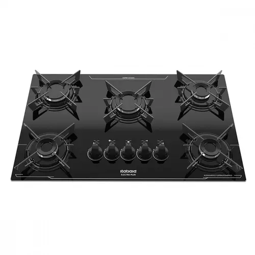 Cooktop 5 Bocas Itatiaia Electra Plus Vidro Temperado Gás 5Q Preto Bivolt - 3700000481