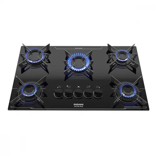 Cooktop 5 Bocas Itatiaia Electra Plus Vidro Temperado Gás 5Q Preto Bivolt - 3700000481