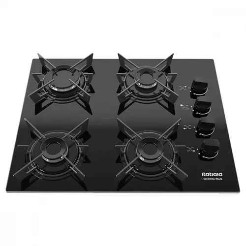 Cooktop 4 Bocas Itatiaia Electra Plus Vidro Temperado Gás 4Q Preto Bivolt - 3700000480