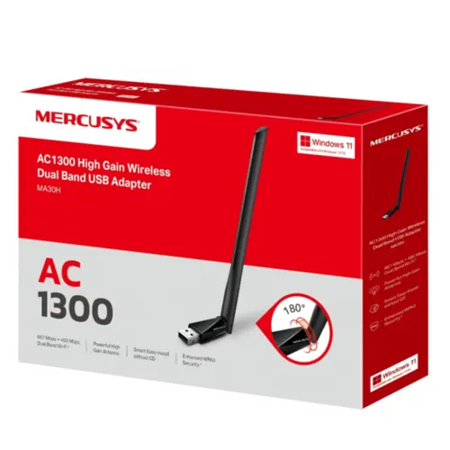 Adaptador Mercusys MA30H(US) AC1300 High Gain Wireless USB Dual Band