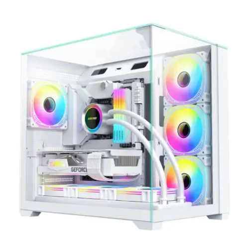 Gabinete Gamer Aquario CG-W1FD Mega Shark Branco Micro ATX s/ fan p/cooler 360 CGW1FDRH002CB0X