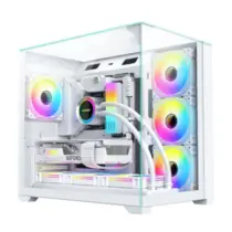 Gabinete Gamer Aquario CG-W1FD Mega Shark Branco Micro ATX s/ fan p/cooler 360 CGW1FDRH002CB0X