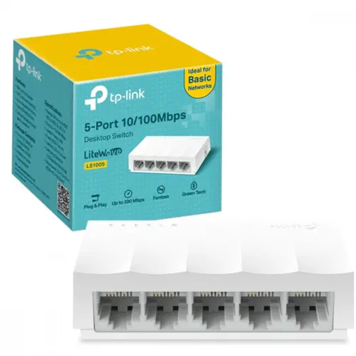 Switch de Mesa TP-Link LS1005 5 portas 10/100Mbps Branco