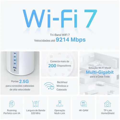 Roteador Mesh Wi-Fi 7 2.5G BE11000 Tri-Band  Deco BE65(1-pack)(US)