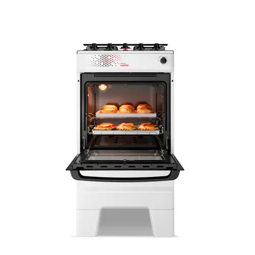 Fogão 4 Bocas Esmaltec Ideal Master Limpa Fácil Branco Inox Bivolt - T4ITB