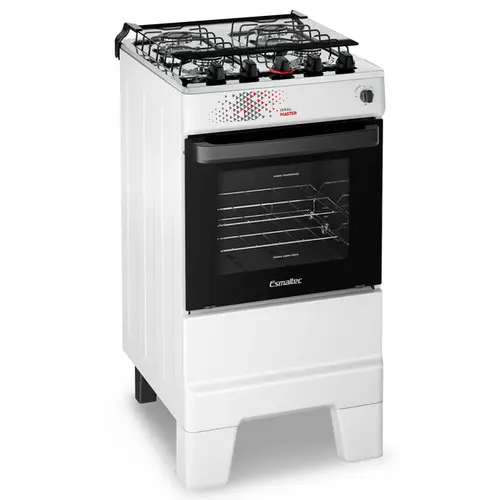 Fogão 4 Bocas Esmaltec Ideal Master Limpa Fácil Branco Inox Bivolt - T4ITB