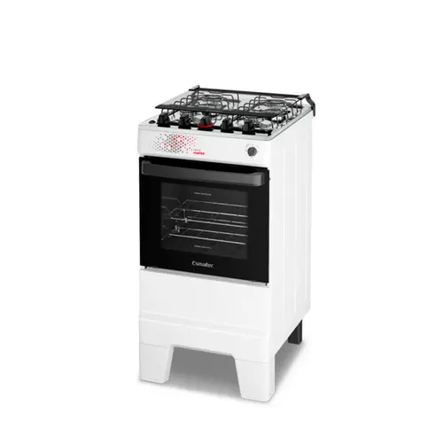 Fogão 4 Bocas Esmaltec Ideal Master Limpa Fácil Branco Inox Bivolt - T4ITB