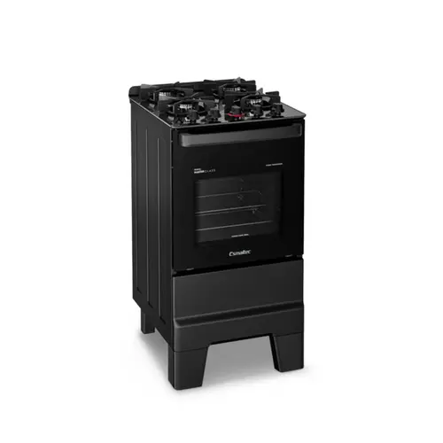 Fogão 4 Bocas Esmaltec Ideal Master Glass Limpa Fácil Preto Bivolt - T4VFP