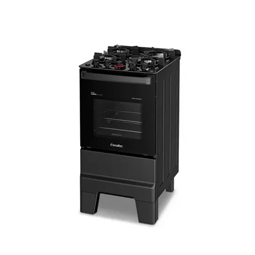 Fogão 4 Bocas Esmaltec Ideal Master Glass Limpa Fácil Preto Bivolt - T4VFP