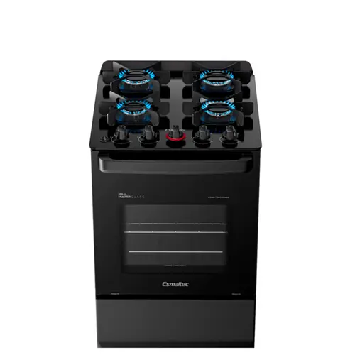 Fogão 4 Bocas Esmaltec Ideal Master Glass Limpa Fácil Preto Bivolt - T4VFP
