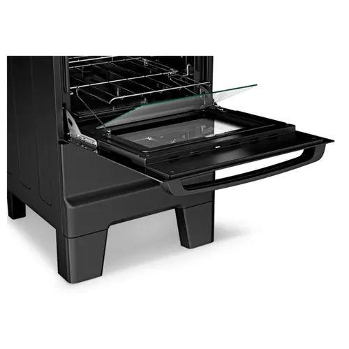 Fogão 4 Bocas Esmaltec Ideal Master Glass Limpa Fácil Preto Bivolt - T4VFP