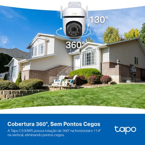 Câmera De Segurança Smart Tapo 3K 5MP Noturna Colorida 360 Wi-Fi IP66 - C530WS