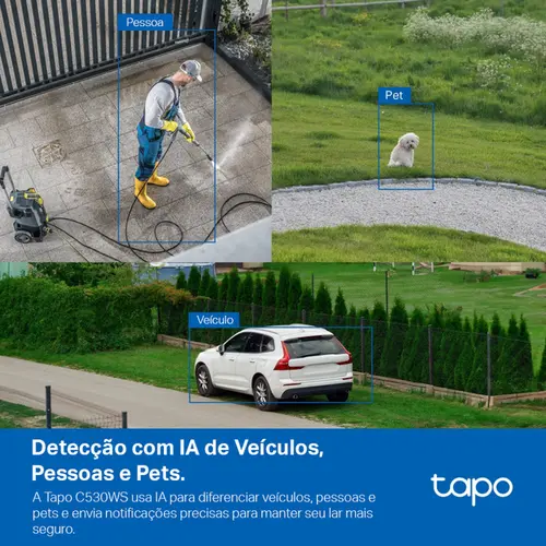 Câmera De Segurança Smart Tapo 3K 5MP Noturna Colorida 360 Wi-Fi IP66 - C530WS