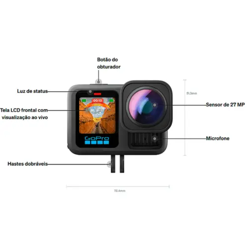 Câmera GoPro HERO 13 5,3K HLG HDR IPX7 Ultra Wide Edition Preto - CHDRB-133-RW