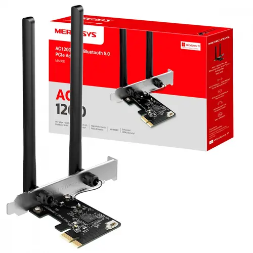 Placa de Rede Mercusys MA30E Adaptador Bluetooth 5.0 Wi-Fi 867Mbps Dual Band AC1200