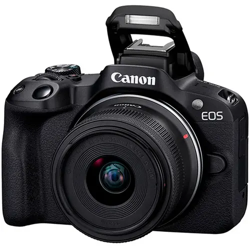 Câmera Digital Canon EOS R50 Mirrorless Kit Lente RF-S 18-45mm 4K BK BRZ STM
