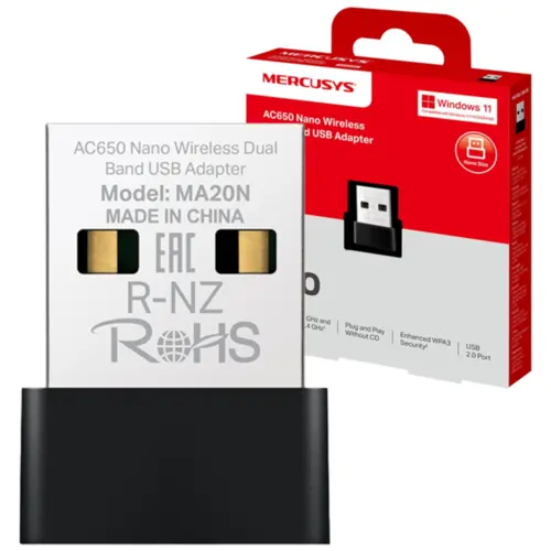 Adaptador Mercusys MA20N(US) Nano AC650 Wireless USB Dual Band