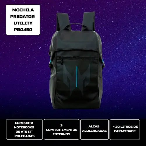 Mochila Acer Predator Utility Lite 17" Preto - PBG450