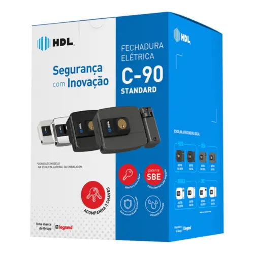 Fechadura Elétrica HDL Sobrepor C-90 Dupla Cinza - 90.01.03.029