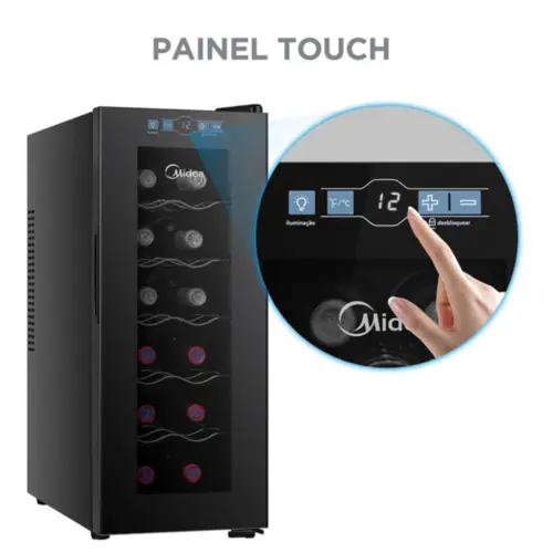 Adega Climatizada Midea De Vinho 12 Garrafas com Painel Touch Bivolt - MDRW066FGGGL3