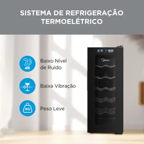Adega Climatizada Midea De Vinho 12 Garrafas com Painel Touch Bivolt - MDRW066FGGGL3