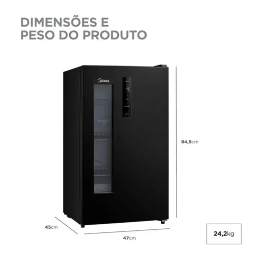Cervejeira Midea 82L Frost Free Vidro Duplo Painel Touch 110V Preto - MDRX150FGGDX01