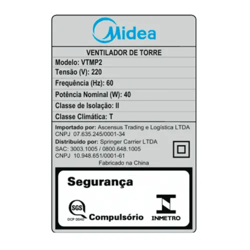 Ventilador Torre Midea 102cm 220V 40W - VTMP2