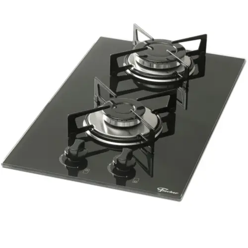 Cooktop 2 Bocas Fischer Vidro Temperado Gás Preto Bivolt - 7726