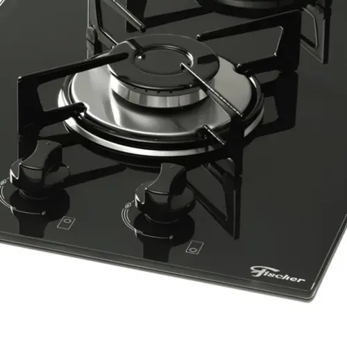 Cooktop 2 Bocas Fischer Vidro Temperado Gás Preto Bivolt - 7726