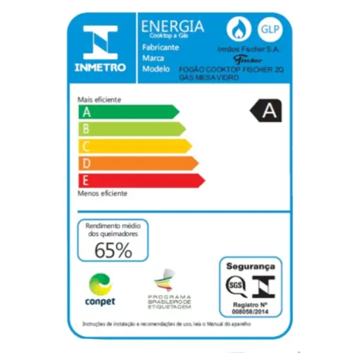 Cooktop 2 Bocas Fischer Vidro Temperado Gás Preto Bivolt - 7726