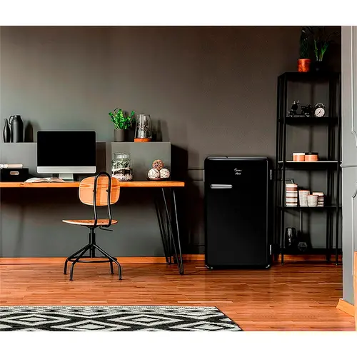 Frigobar Midea 95L Retrô Gela Rápido Prateleiras de Vidro 220V Preto - MRV10P2