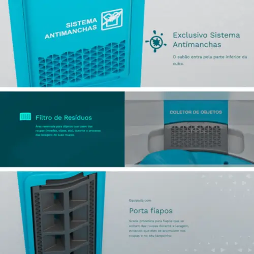 Máquina de Lavar Roupa Praxis Semiautomática Inverter 22KG 300W 220V Branco - 10188078001