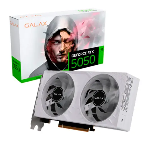 Placa de Video Galax GeForce RTX 5050 1-CLICK OC White 8GB GDDR6 128bit - 55NSL8MHCZBS