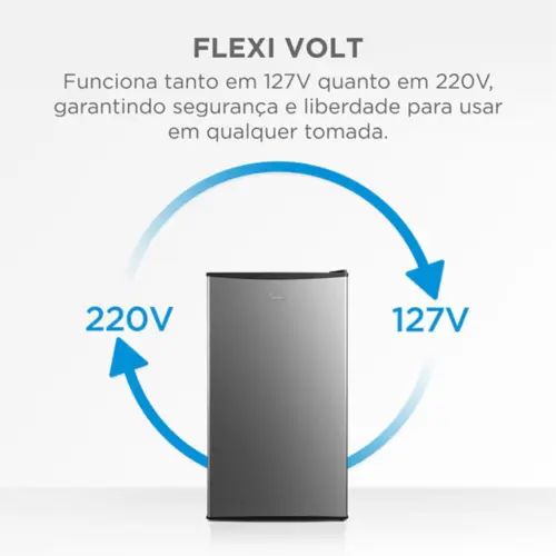 Frigobar Midea 93L Prateleiras de Vidro Inverter Bivolt Preto/Inox - MDRD142FGD503