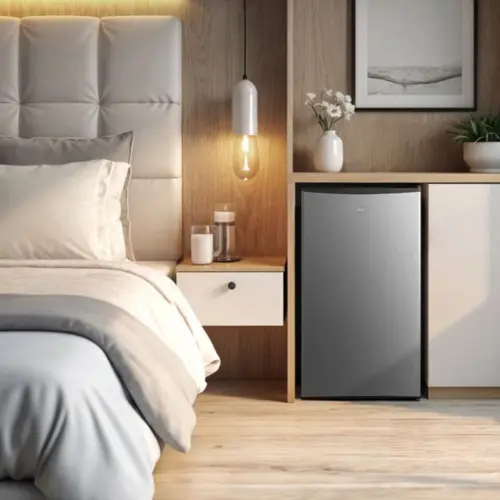 Frigobar Midea 93L Prateleiras de Vidro Inverter Bivolt Preto/Inox - MDRD142FGD503