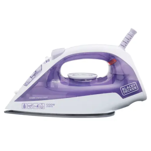 Ferro de Passar Roupa a Vapor Black + Decker Antiaderente 1200W 220V Roxo - FX1050-B2