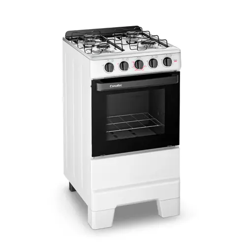 Fogão 4 Bocas Esmaltec Ideal Pop Limpa Fácil Branco Inox Bivolt - F4ISB